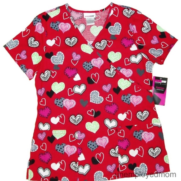 Scrubstar Tops Hearts My Love Uniform Scrub Top Nurse Nwt Poshmark